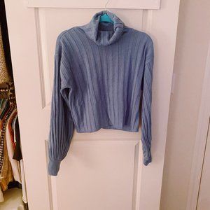 PrettyLittleThing Blue Balloon Sleeve Turtleneck